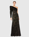 Mac Duggal #12444 Embellished One Puff Sleeve Trumpet Gown Black