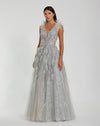 Mac Duggal #20259 Embellished Feathered Sleeveless A Line Gown, Seamist