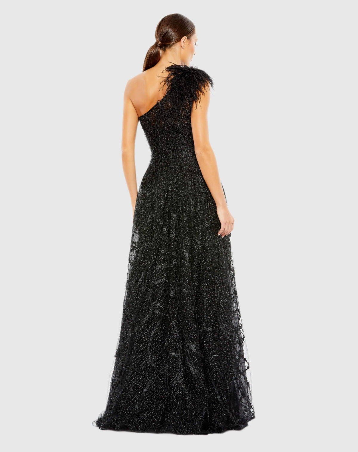 Mac Duggal #20389 Embellished One Shoulder A Line Gown - Black