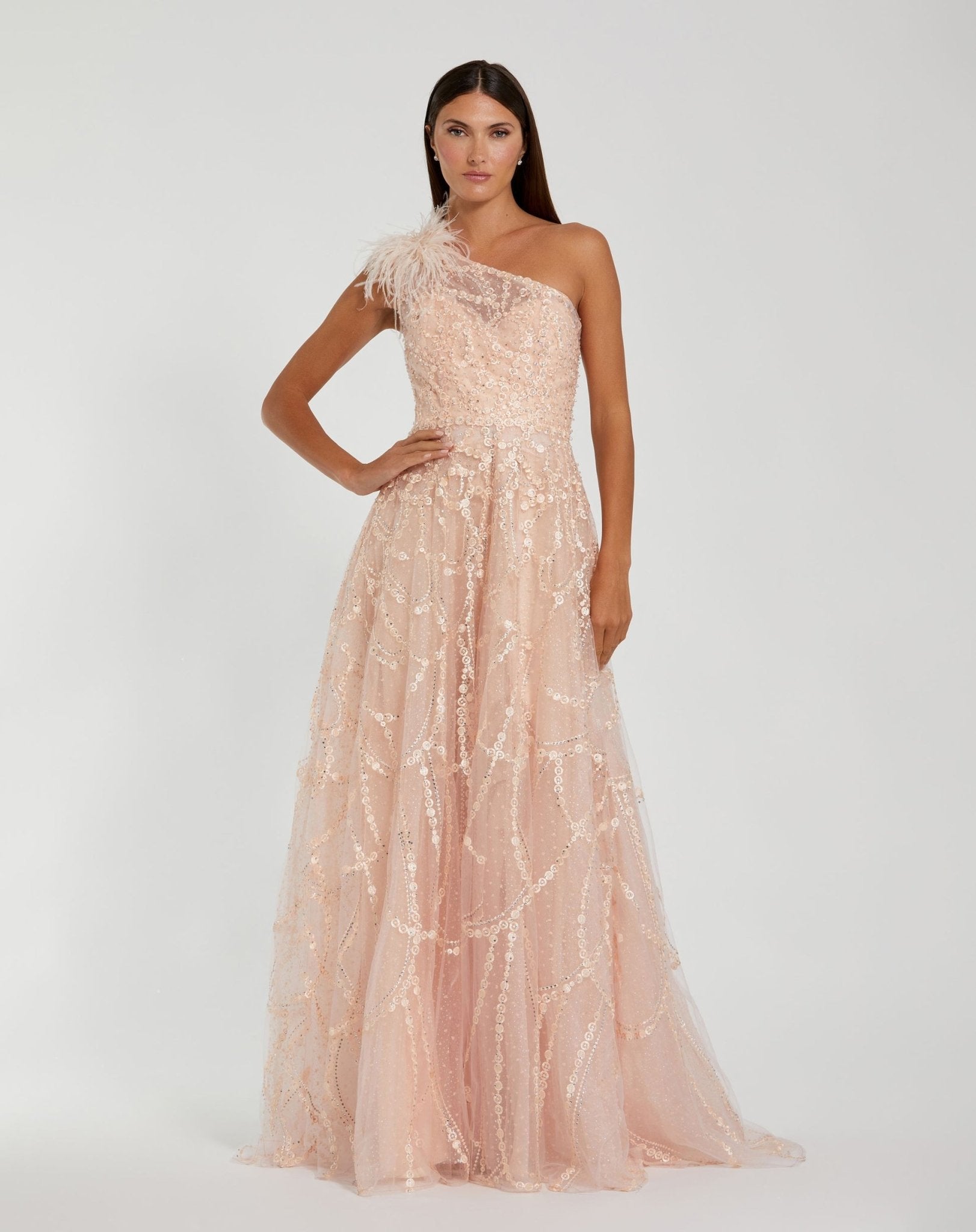 peach one shoulder dress One Peach Dress Peach Bridesmaid Dress Matte Satin Size 2XL Birdy Grey Kira