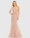 Mac Duggal #20417 Embellished One Shoulder Cap Sleeve Gown Blush 
