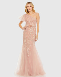 Mac Duggal #20417 Embellished One Shoulder Cap Sleeve Gown Blush 
