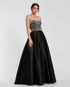 Mac Duggal #2225 Strapless Embellished Top Satin Ballgown - Black