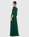 Mac Duggal #5497 Embellished Long sleeve A line gown - Rose