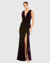 Mac Duggal #55957 Velvet Pleated Sleeveless Jersey Gown Ocean Amethyst