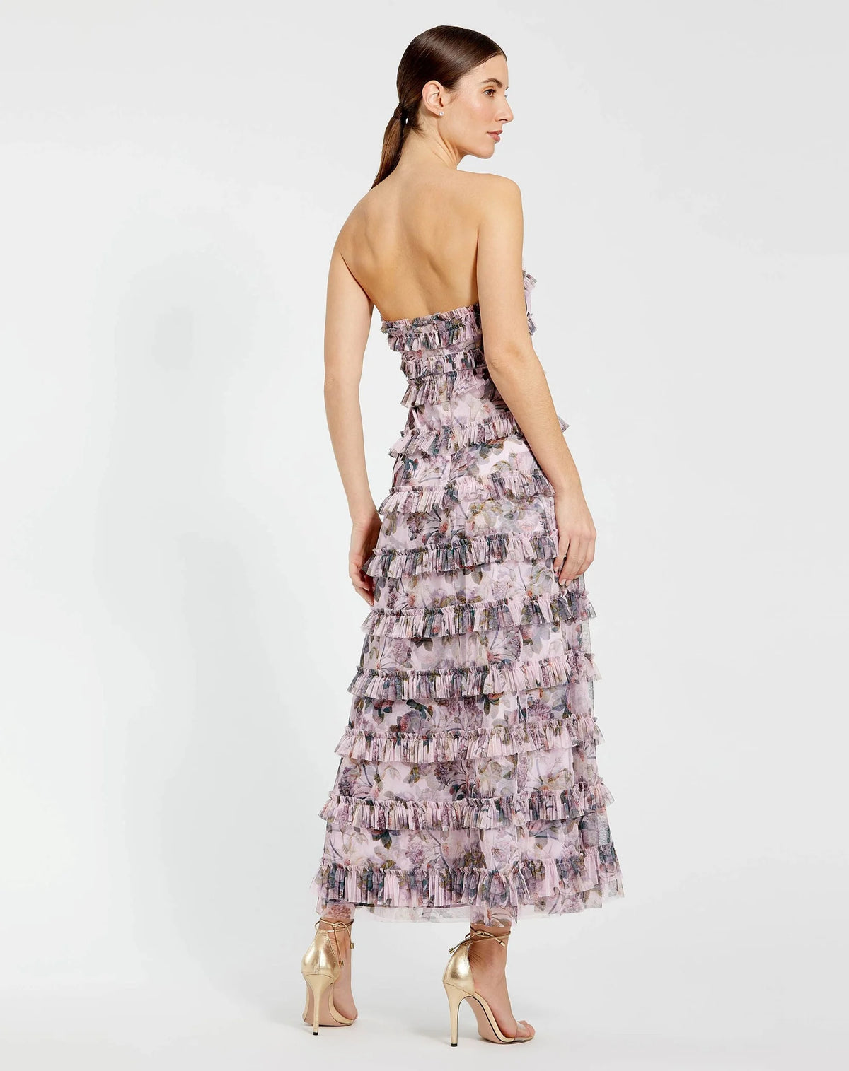 Mac Duggal Multicolor Strapless Micro Ruffle Dress #8137 Purple 
