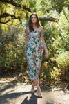 Multicolor Floral Brocade Strapless Fitted Midi Dress - Lily