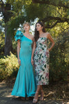 Multicolor Floral Brocade Strapless Fitted Midi Dress - Lily