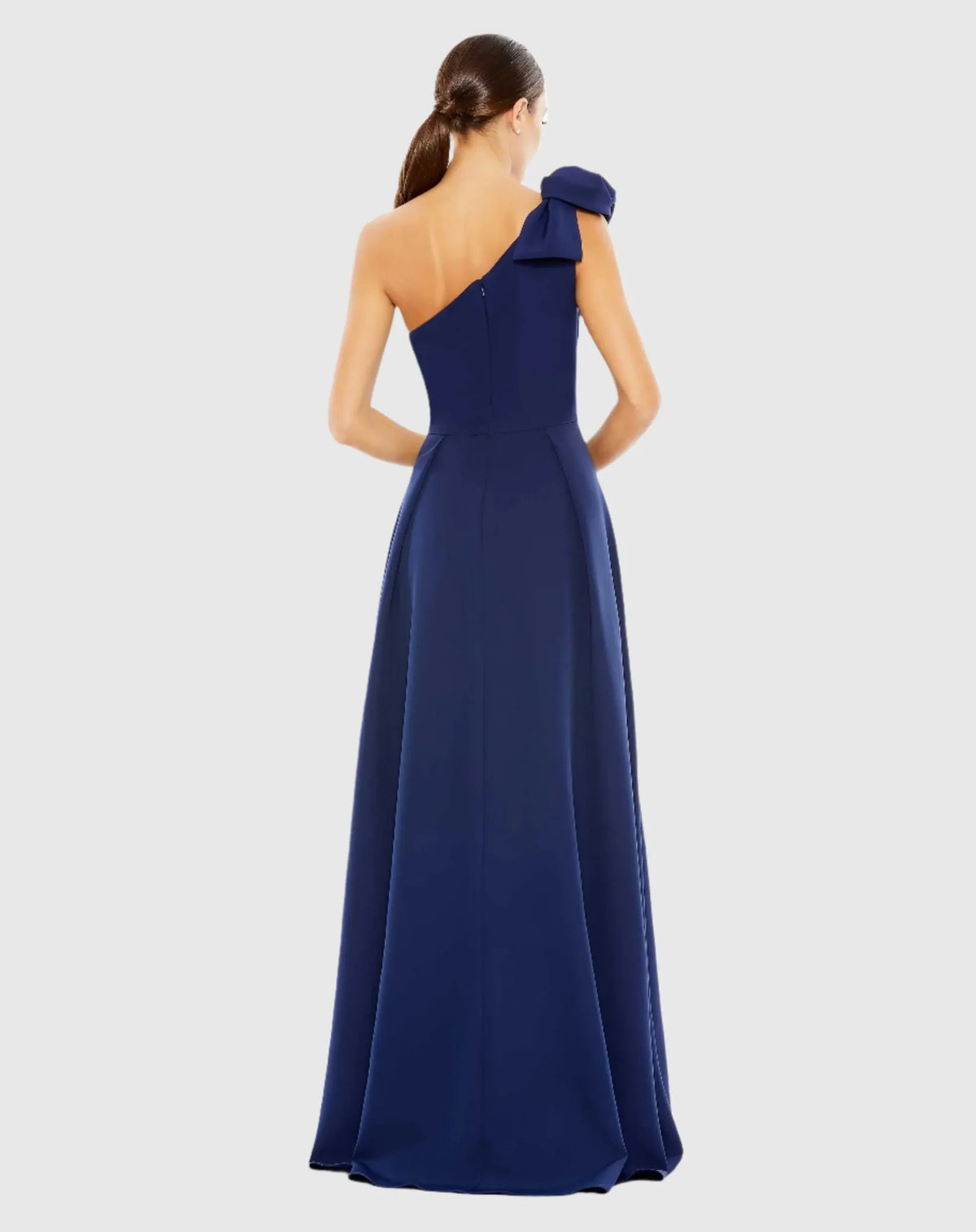 Crepe One Shoulder Gown - Navy