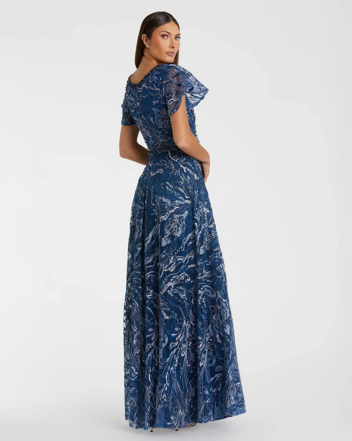 Embellished A-Line Gown - Champagne