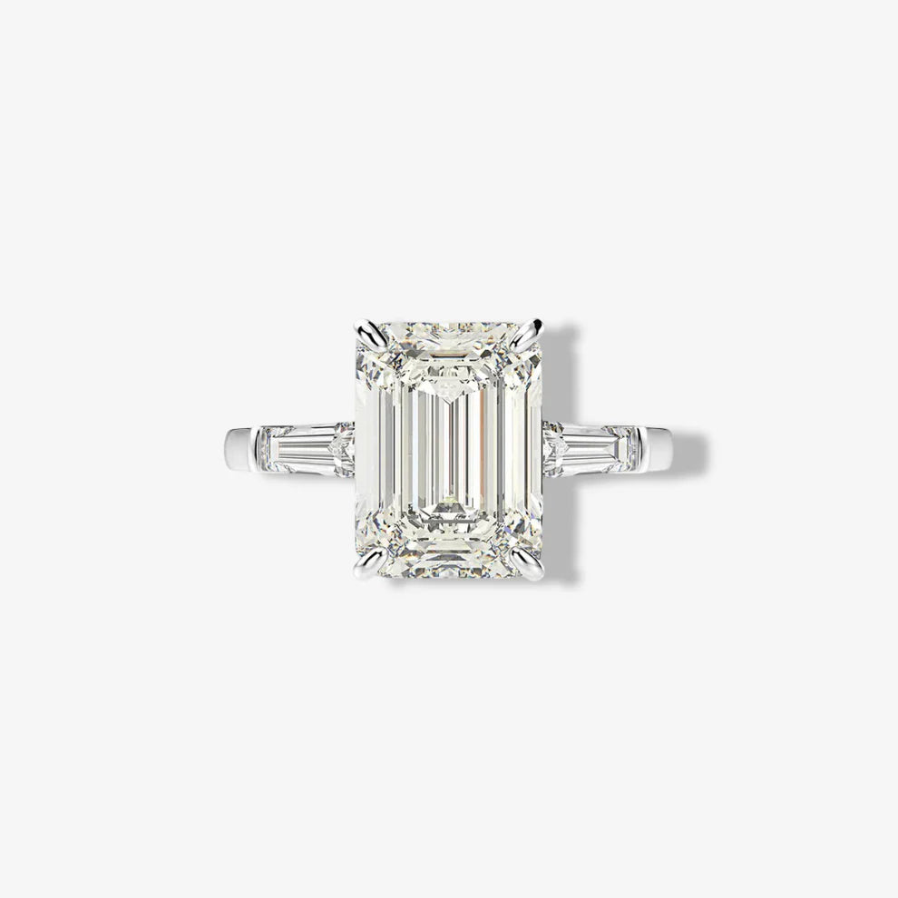 Nicola Peltz Emerald Cut Engagement Ring Sterling Silver 