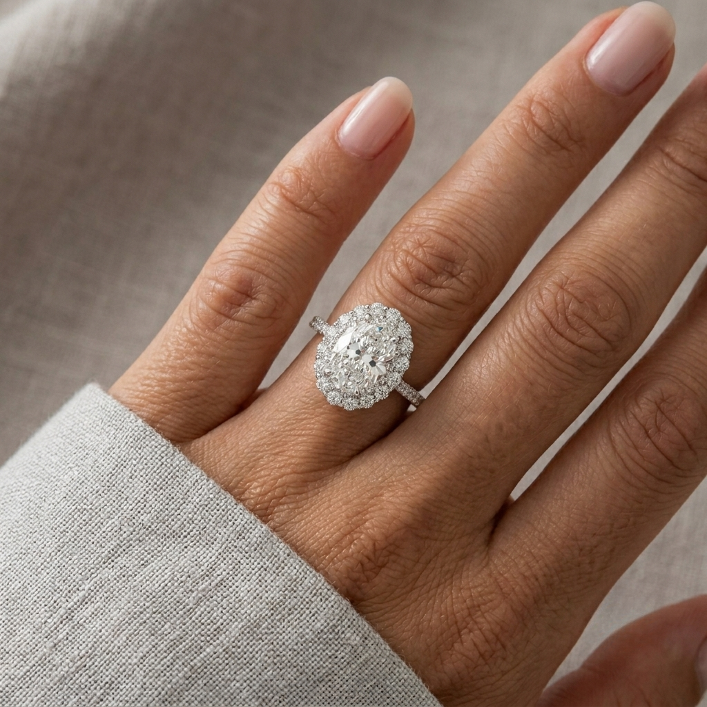 Oval Cut, 5 Carat Cocktail Ring, Sterling Silver