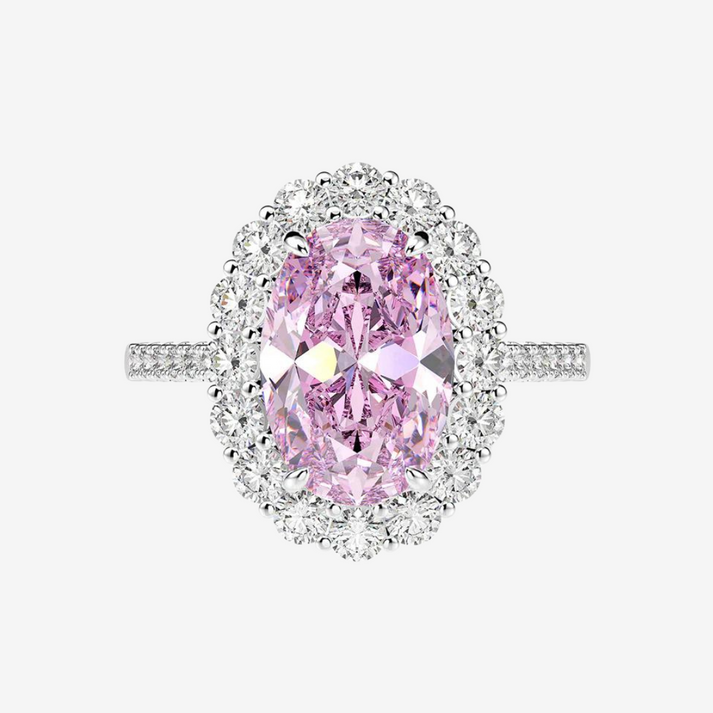 Oval Cut, 5 Carat Cocktail Ring, Pink