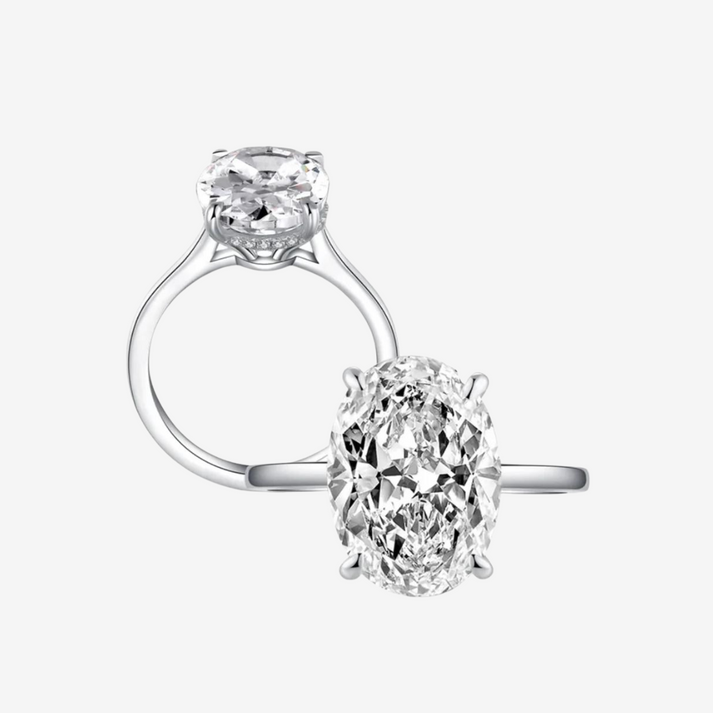 Hailey Bieber Oval Cut Engagement Ring, Sterling Silver