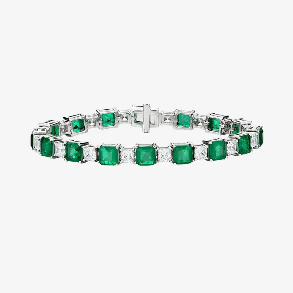 Our Emerald Green and Diamond tennis bracelet is the perfect wedding guest accessory.&nbsp;