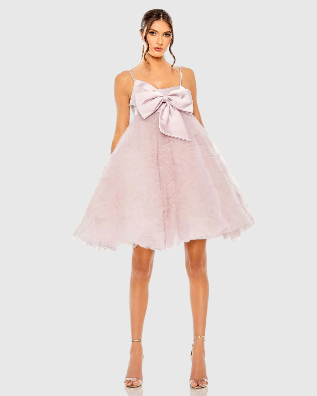 Mac Duggal Pink Bow Front Tulle Mini Dress Rose #20583