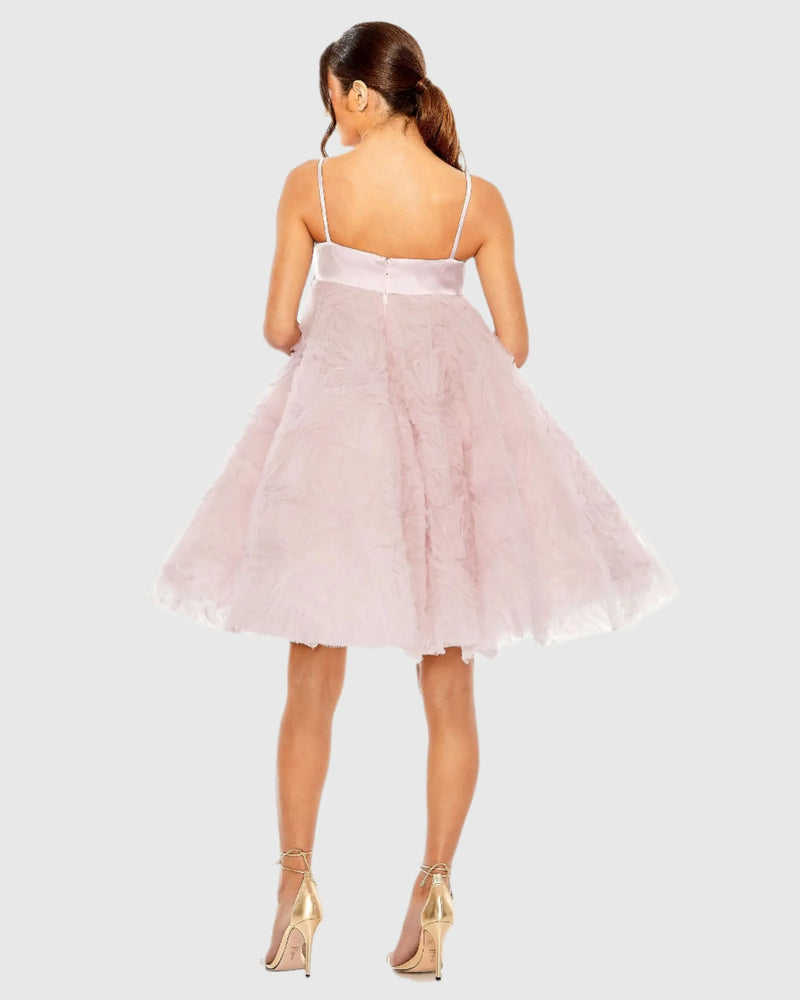 Bow Front Tulle Mini Dress - Rose