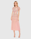 Mac Duggal Pink Embellished Illusion High Neck Butterfly Sleeve Midi Dress #9134 Dusty Rose 