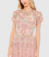 Pink Embellished  Midi Dress - Dusty Rose
