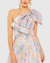 One Shoulder Embroidered Floral Gown - Pink