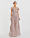 Mac Duggal Pink Embellished Lace Illusion Neck A-Line Gown #11866 