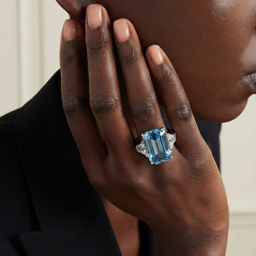 Princess Diana Aquamarine Ring 16 Carats