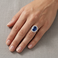Princess Diana Sapphire Engagement RIng Dupe 6 Carats on Sterling Silver Band