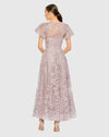 Embroidered High Neck A Line Dress - Lilac