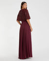 Beaded Overlay A-Line Gown - Red
