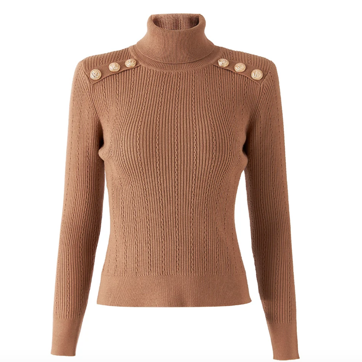 balmain inspired button detailed rollneck sweater is a sexy and sophisticated jumper made from soft ribbed knit, medium stretch fabric with beautiful button detailing. This turtleneck sweater is available in a series of colours and can be worn either casually or dressed up! camel