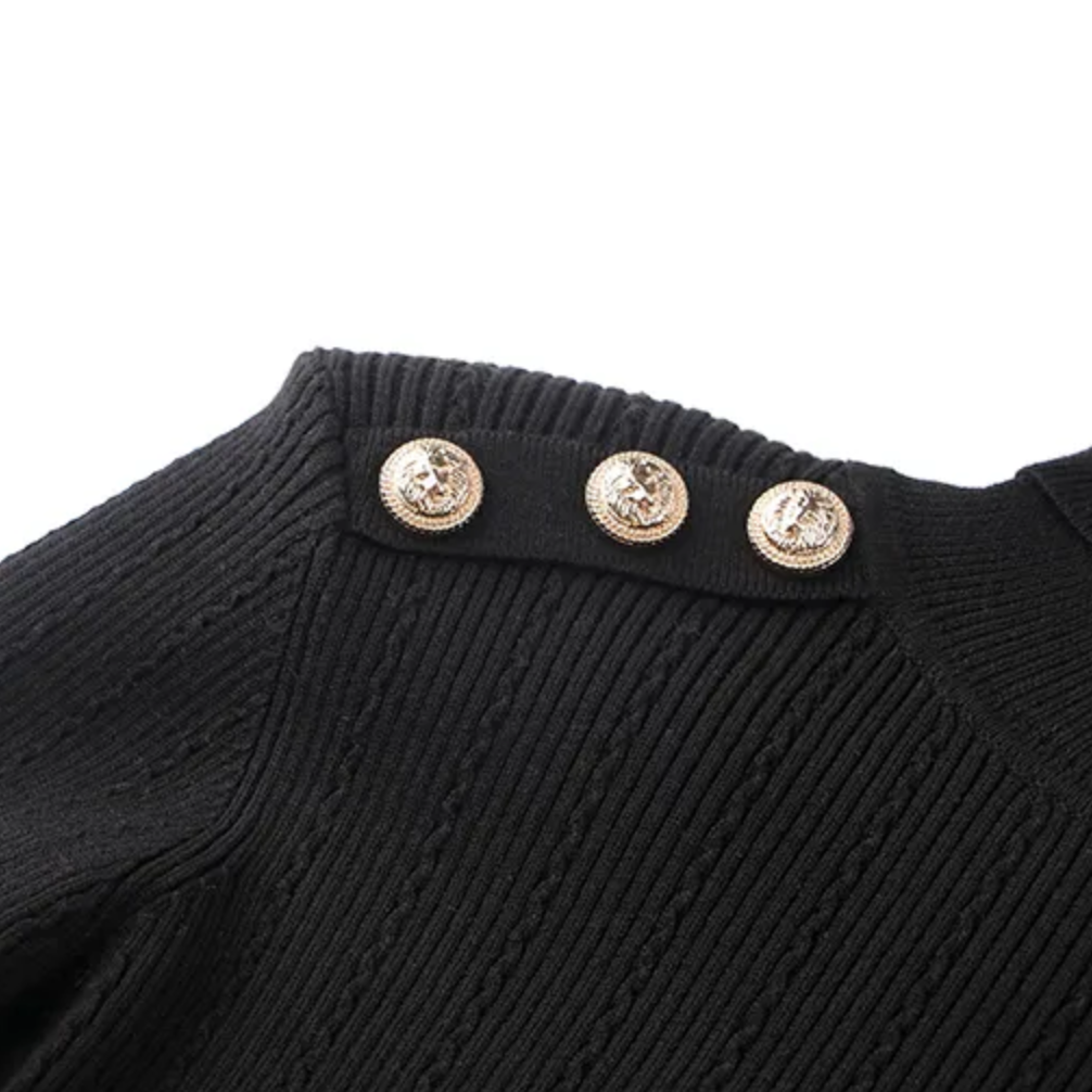 Button detail rollneck long sleeve sweater -Camel