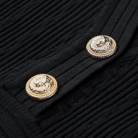 Long sleeve button detail mini dress - Black