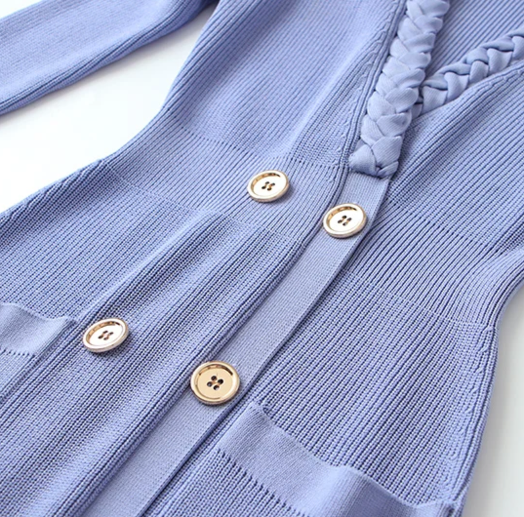 Long sleeve button detail mini dress - Brown