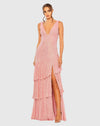 Mac Duggal Coral Sequin Asymmetrical Ruffle Tiered Gown #27046 Coral