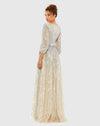 Sequin Wrap Over 3/4 Sleeve Gown - Midnight