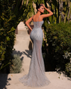 Embellished Plunge Mermaid Gown - Ultra Silver