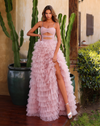 Chic & Holland Dresses Cut Out Ruffle Gown - Baby Pink - AR330486B