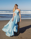 One shoulder charmeuse slit gown - Blue
