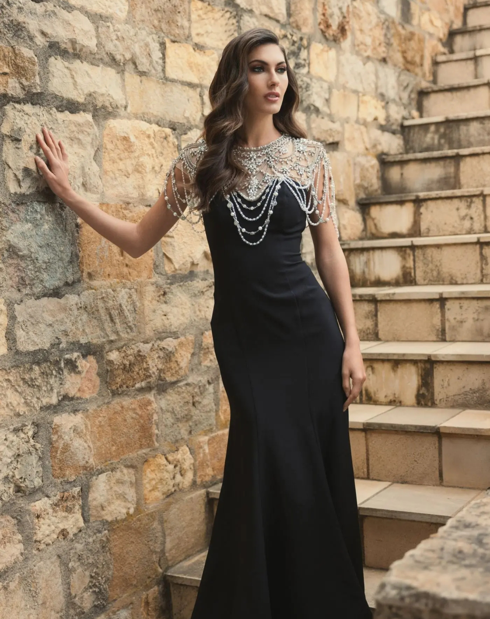 Red Carpet Black Fishtail Ball Gown Mac Duggal #11775 Draped Pearl Beaded  Mermaid Gown Black 10