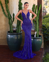 Chic & Holland Dresses - Plunge Embellished Bodycon Gown - Forest Green Emerald #AR330453 