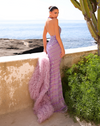 Embellished Halter Cut Out Mermaid Gown - Pastel Lilac