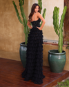 Cut Out Diva Ruffle Gown - Black