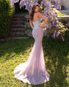 Deep Plunge Bustier Gown - Lilac