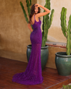 Bodice Mermaid Train Gown - Midnight Purple