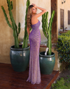 Lavish Plunge Bodice Gown - Midnight Purple