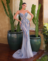 Chic & Holland Prom & Debs Dresses Silver Blue Mermaid Plunge Gown - Ultra Silver #AR330464