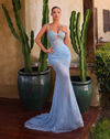 Chic & Holland Prom & Debs Dresses Strap Bustier Mermaid Gown - Steel Blue AR330483B ice blue