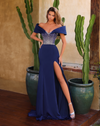 Chic & Holland Dresses Bardot Sleeve Bustier Gown - Royal Blue- HY130102B 