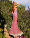 Plunge Mermaid Crystal Gown - Candy Pink