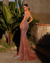 Bardot Sleeve Bustier Gown - Fawn